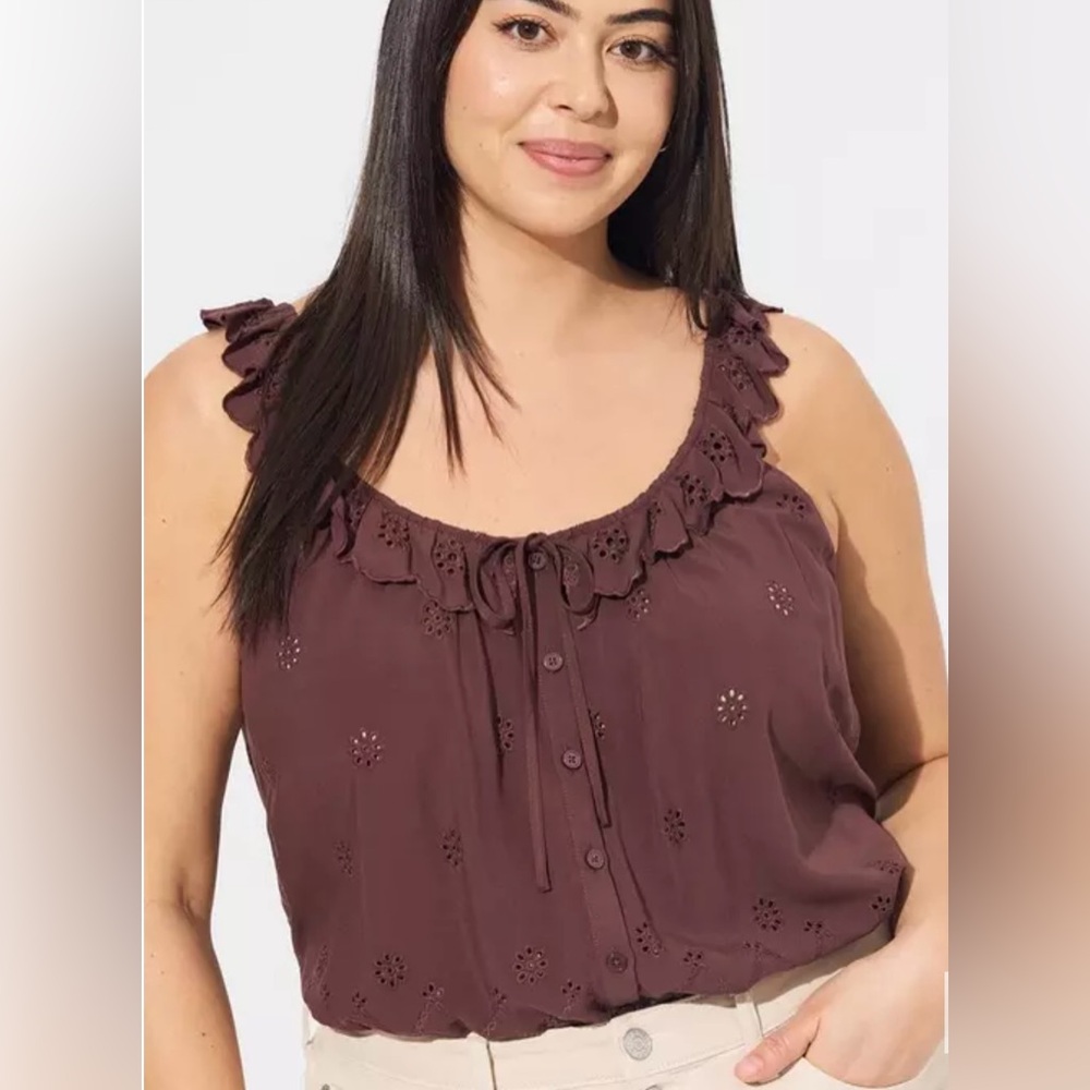 NWT Torrid eyelet ruffle tie front tank top size 4X